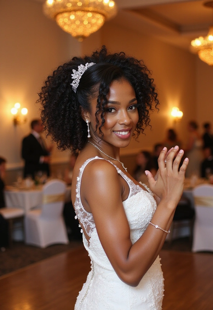 15 Elegant Wedding Hairstyles for Black Women That Are Simply Chic! - 3. Half-Up, Half-Down Curls