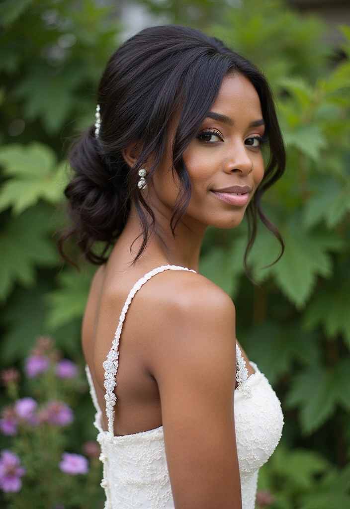 15 Elegant Wedding Hairstyles for Black Women That Are Simply Chic! - 8. Loose Updo with Face-Framing Curls