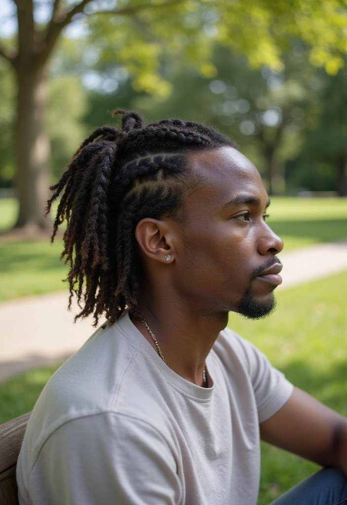 17 Effortless Braided Hairstyles for Black Men (Plus Care Tips!) - 9. Half-Up, Half-Down Braids
