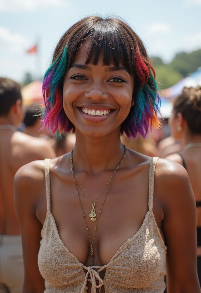 21 Flawless Short Summer Hairstyles for Black Women That Are a Breeze to Style! - 16. Colorful Highlights