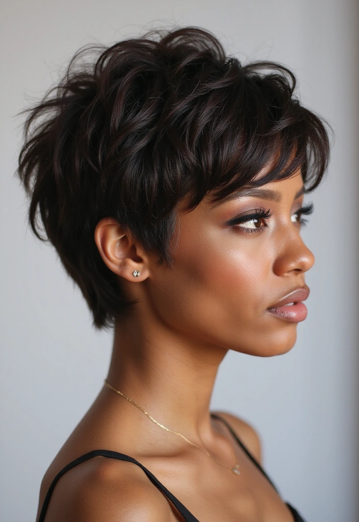21 Trendy Pixie Cuts for Black Women That Are All the Rage Right Now! - 18. Chic Layered Pixie with Side Part