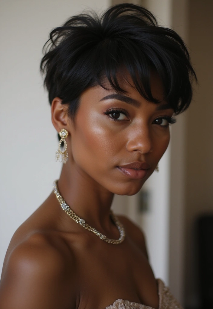 21 Trendy Pixie Cuts for Black Women That Are All the Rage Right Now! - 21. Elegant Pixie with Volume