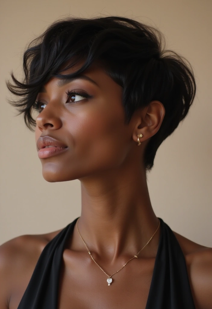 21 Trendy Pixie Cuts for Black Women That Are All the Rage Right Now! - 8. Side-Swept Pixie