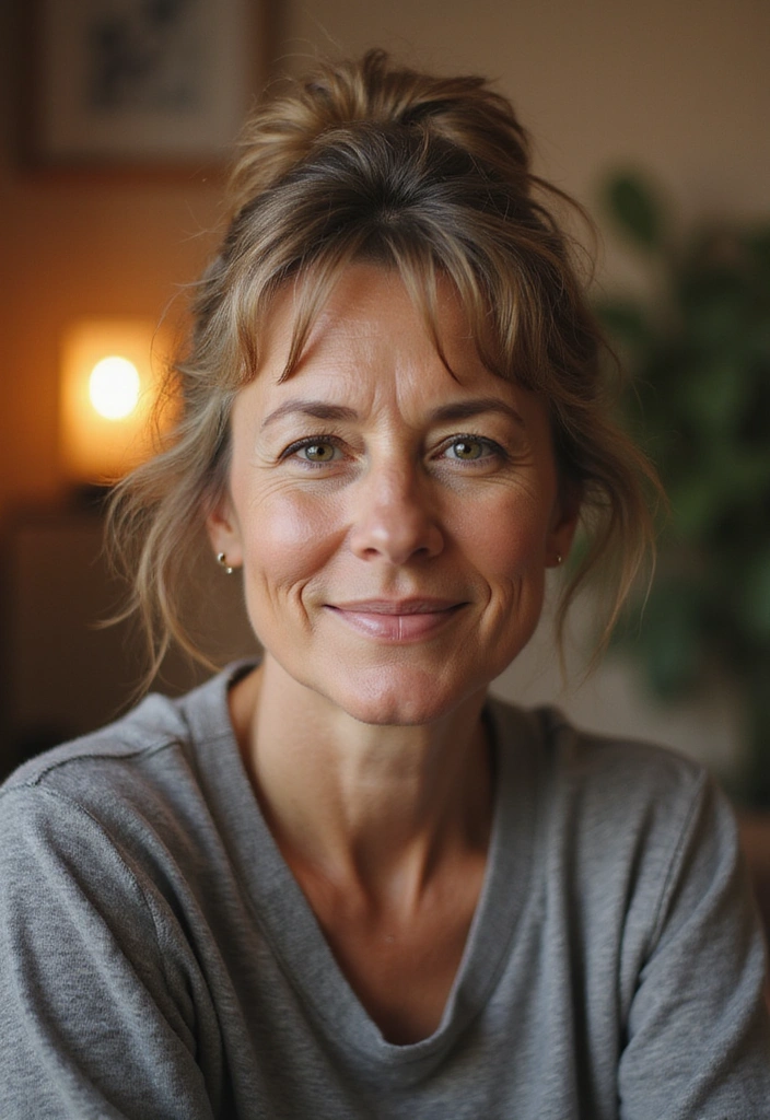 22 Fine Hair Hairstyles That Are Perfect for Women Over 50 (Don’t Miss #5!) - 11. Messy Bun