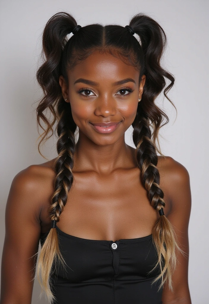 23 Celebrity-Approved Blonde Braids for Black Women You Can Copy! - 12. Creative Braided Pigtails