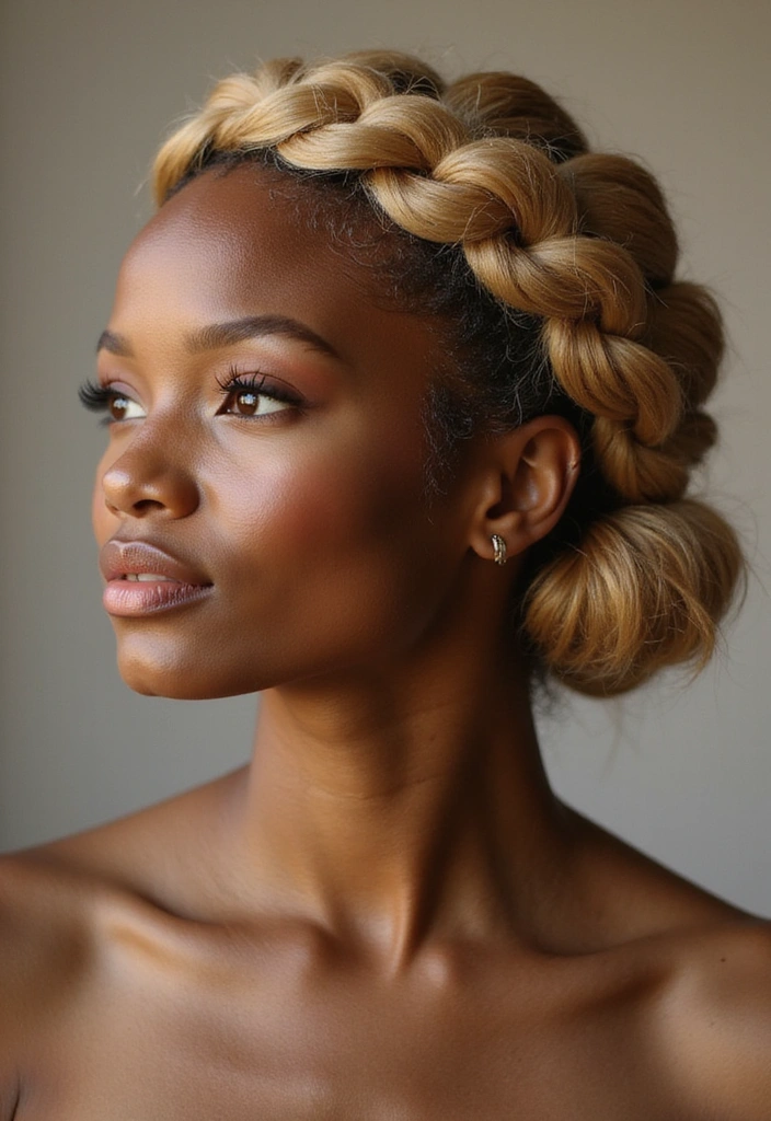 23 Celebrity-Approved Blonde Braids for Black Women You Can Copy! - 3. Crown Braid for a Regal Touch
