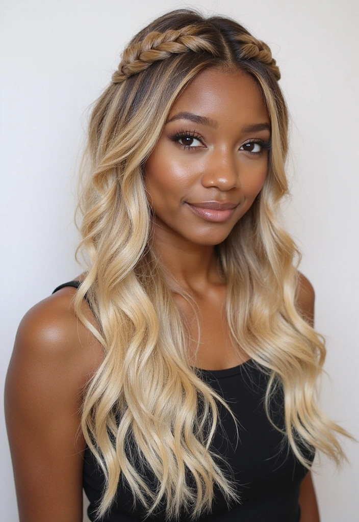 23 Celebrity-Approved Blonde Braids for Black Women You Can Copy! - 7. Half-Up, Half-Down Braids