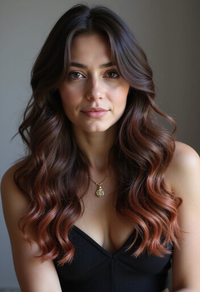 23 Jaw-Dropping Dark Brown Hair with Highlights Ideas for a Fabulous New You! - 13. Vintage Rose Gold