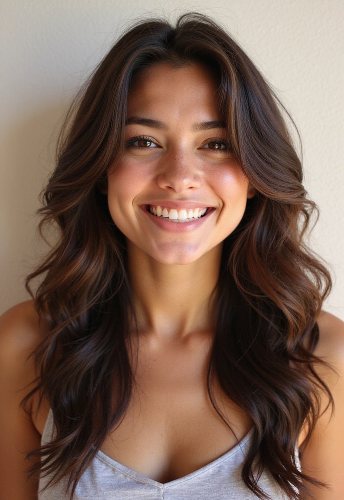 23 Jaw-Dropping Dark Brown Hair with Highlights Ideas for a Fabulous New You! - 14. Bright Sunny Strands