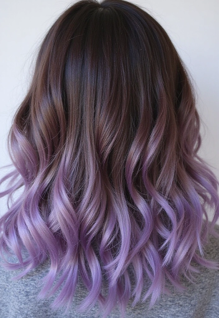 23 Jaw-Dropping Dark Brown Hair with Highlights Ideas for a Fabulous New You! - 15. Cool Lavender Tints