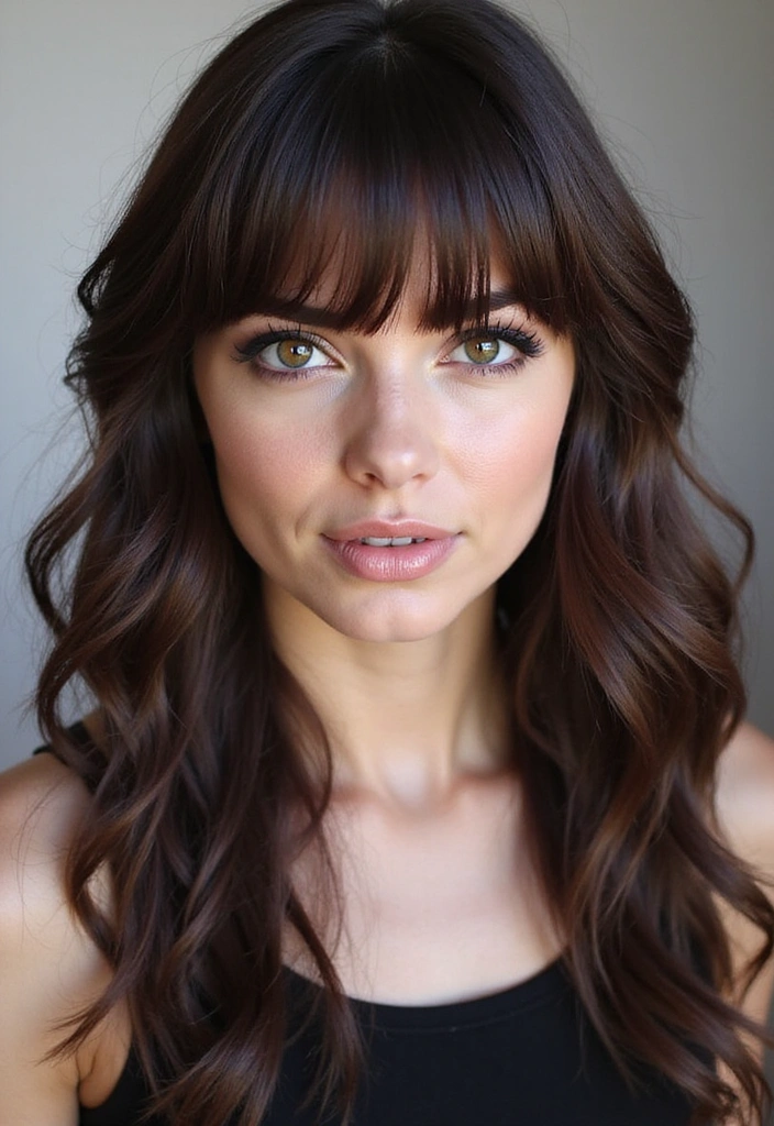 23 Jaw-Dropping Dark Brown Hair with Highlights Ideas for a Fabulous New You! - 21. Chic Fringe Highlights