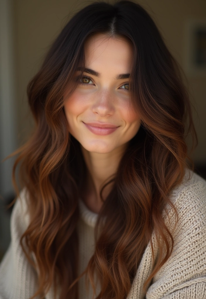 23 Jaw-Dropping Dark Brown Hair with Highlights Ideas for a Fabulous New You! - 8. Cinnamon Spice