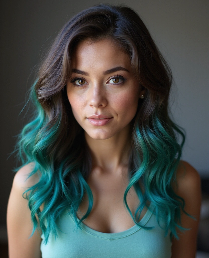 20 Eye-Catching Brown Hair with Blue Highlights Ideas to Rock in 2025! - 18. Dark Brown with Aquamarine Highlights