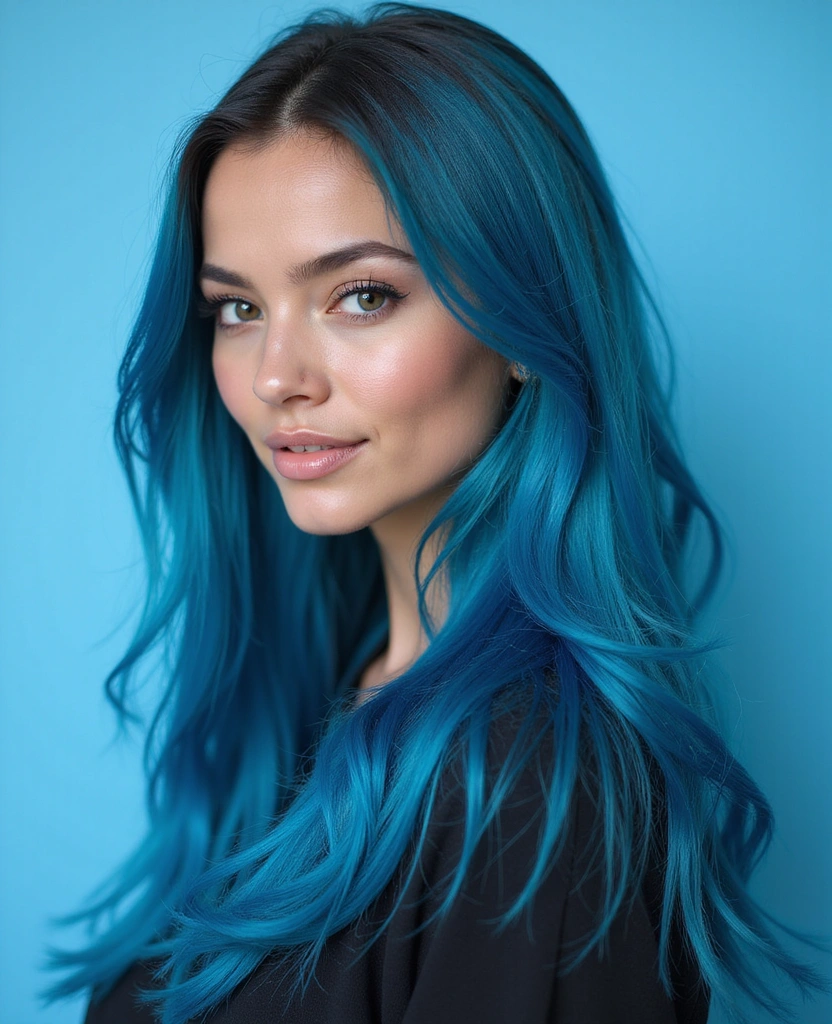 20 Eye-Catching Brown Hair with Blue Highlights Ideas to Rock in 2025! - 2. Bold Brown with Electric Blue Ombre