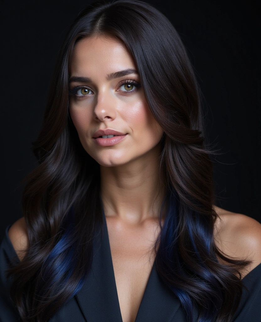 20 Eye-Catching Brown Hair with Blue Highlights Ideas to Rock in 2025! - 5. Deep Chocolate Brown with Midnight Blue Highlights