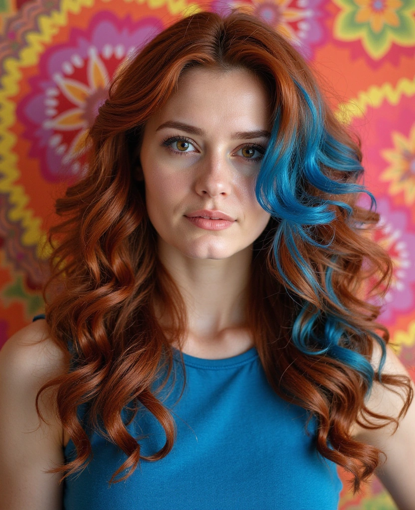 20 Eye-Catching Brown Hair with Blue Highlights Ideas to Rock in 2025! - 8. Reddish Brown with Bright Blue Highlights