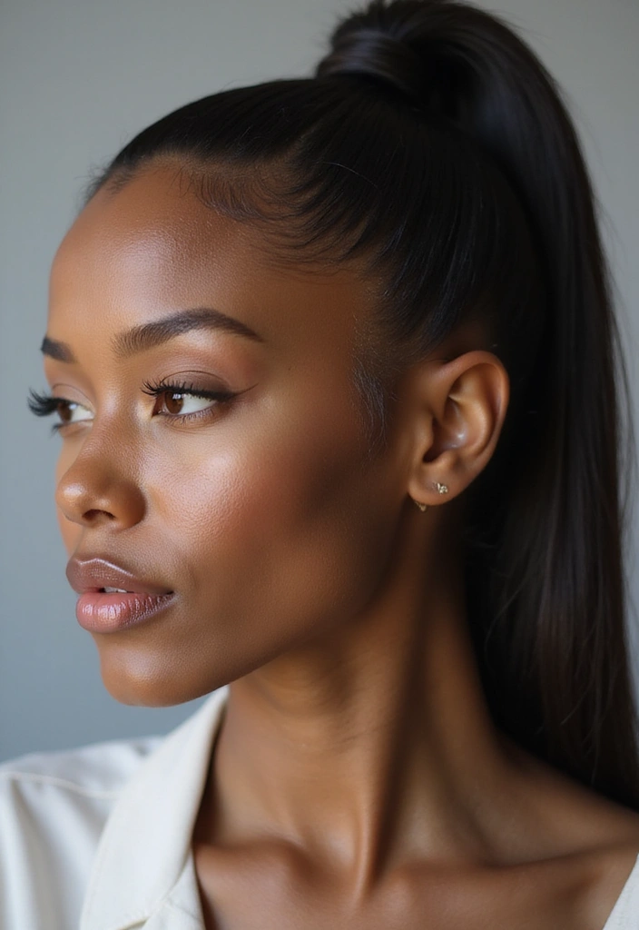 22 Chic High Ponytail Looks for Black Women That Are Effortless to Style! - 1. Sleek and Straight