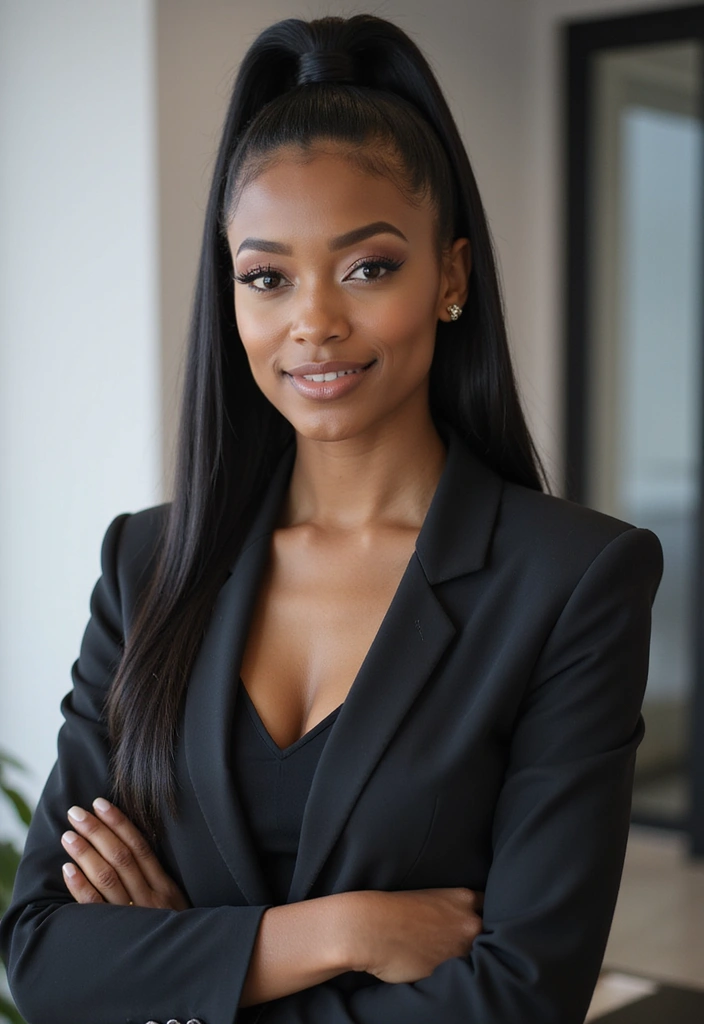 22 Chic High Ponytail Looks for Black Women That Are Effortless to Style! - 19. High Ponytail with a Sleek Middle Part