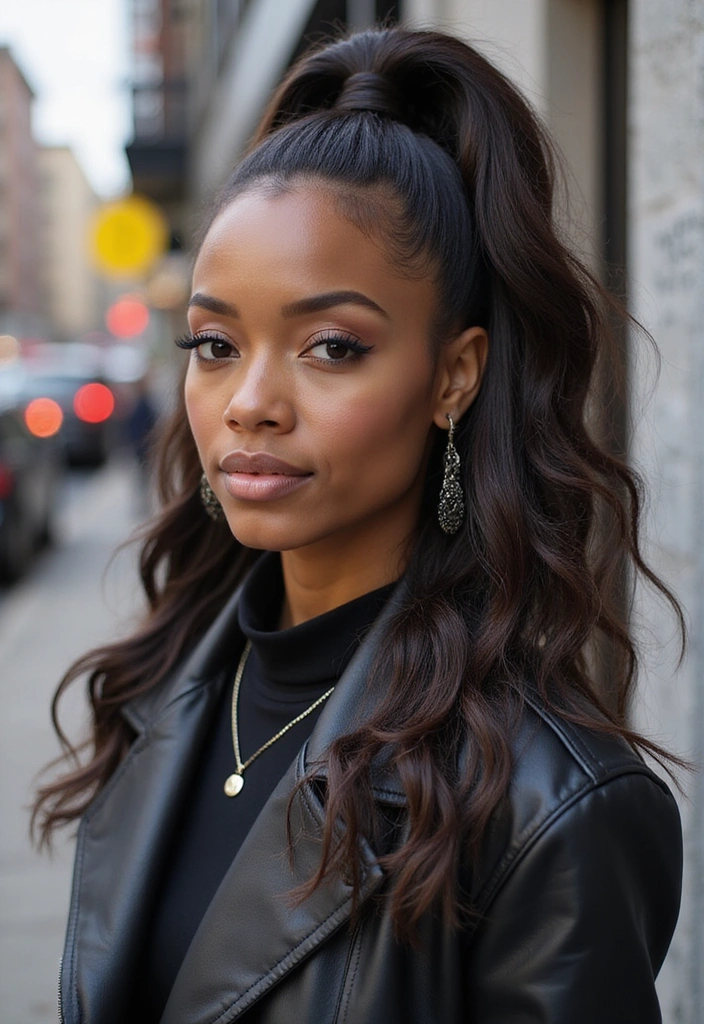 22 Chic High Ponytail Looks for Black Women That Are Effortless to Style! - 5. Half-Up High Ponytail