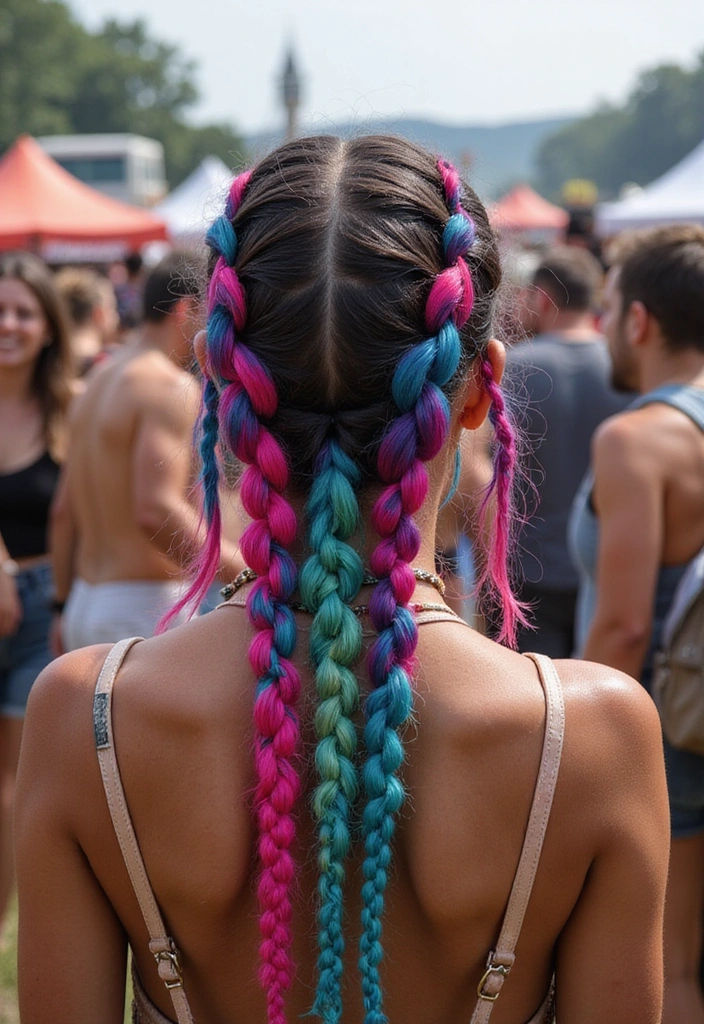 31 Festival Rave Party Hair Braids You Must Try in 2025 (Get Ready to Turn Heads!) - 1. Rainbow Twists