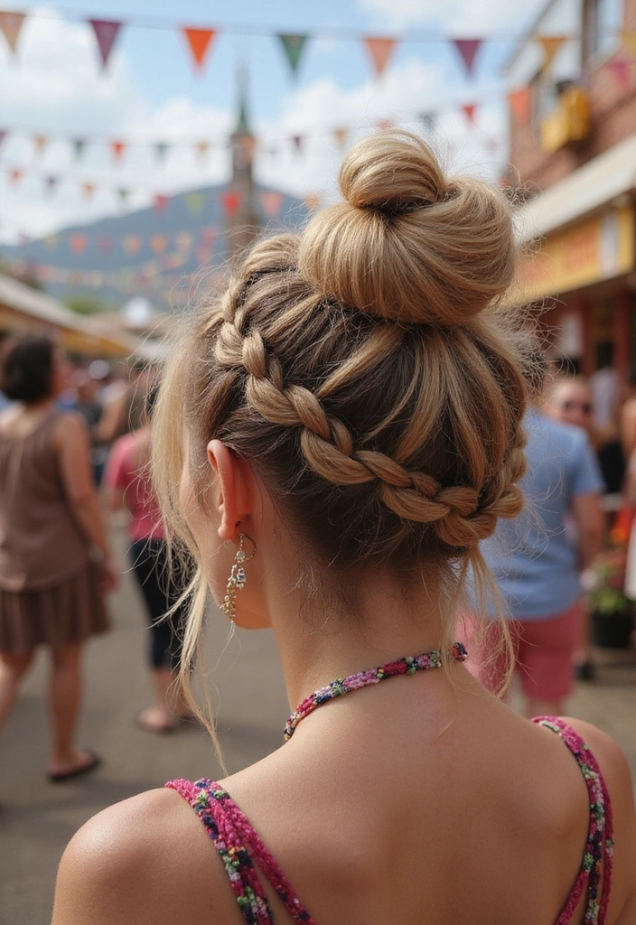 31 Festival Rave Party Hair Braids You Must Try in 2025 (Get Ready to Turn Heads!) - 13. Braid and Bun Combo