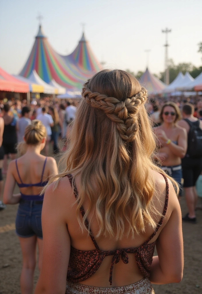 31 Festival Rave Party Hair Braids You Must Try in 2025 (Get Ready to Turn Heads!) - 14. Half-Up Braided Bun