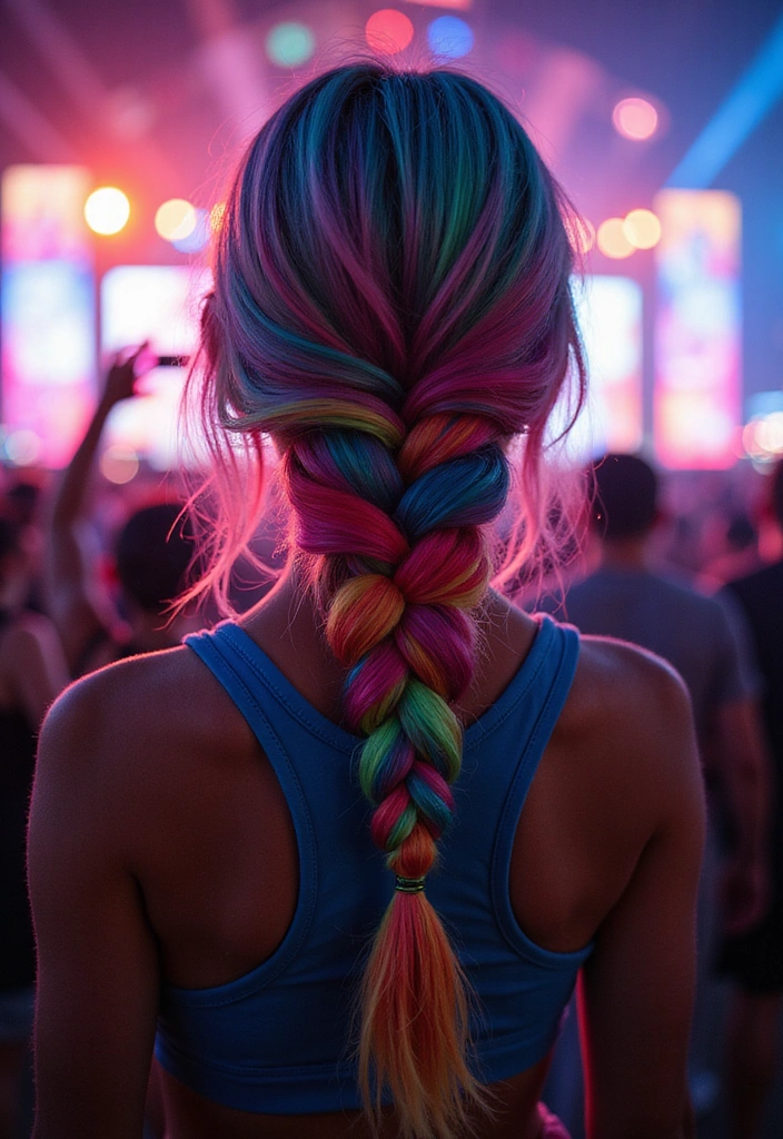 31 Festival Rave Party Hair Braids You Must Try in 2025 (Get Ready to Turn Heads!) - 6. Side Braid with Colorful Hair Chalk