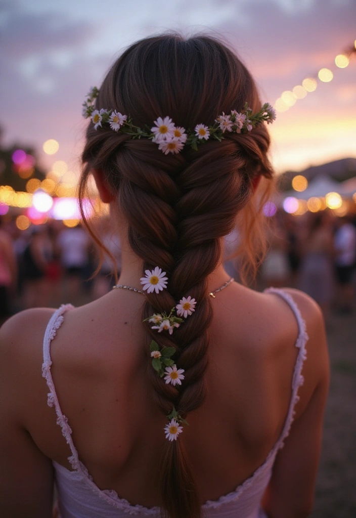 31 Festival Rave Party Hair Braids You Must Try in 2025 (Get Ready to Turn Heads!) - 7. Fishtail Braid with Floral Accents