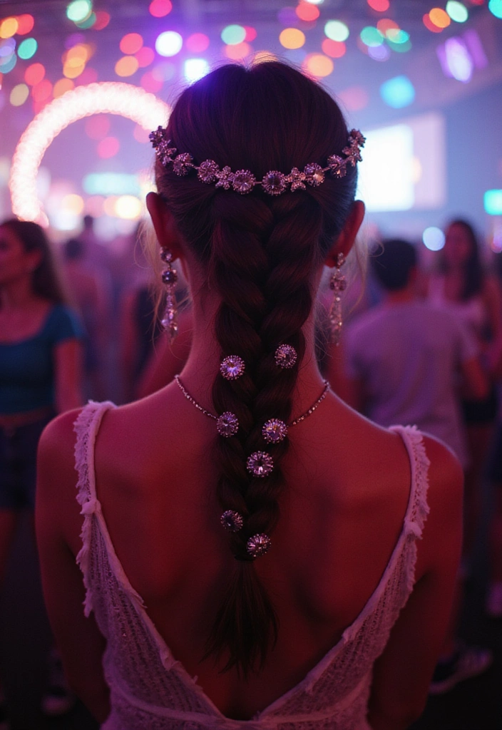 31 Festival Rave Party Hair Braids You Must Try in 2025 (Get Ready to Turn Heads!) - 8. Halo Braid with Sparkly Hairpins