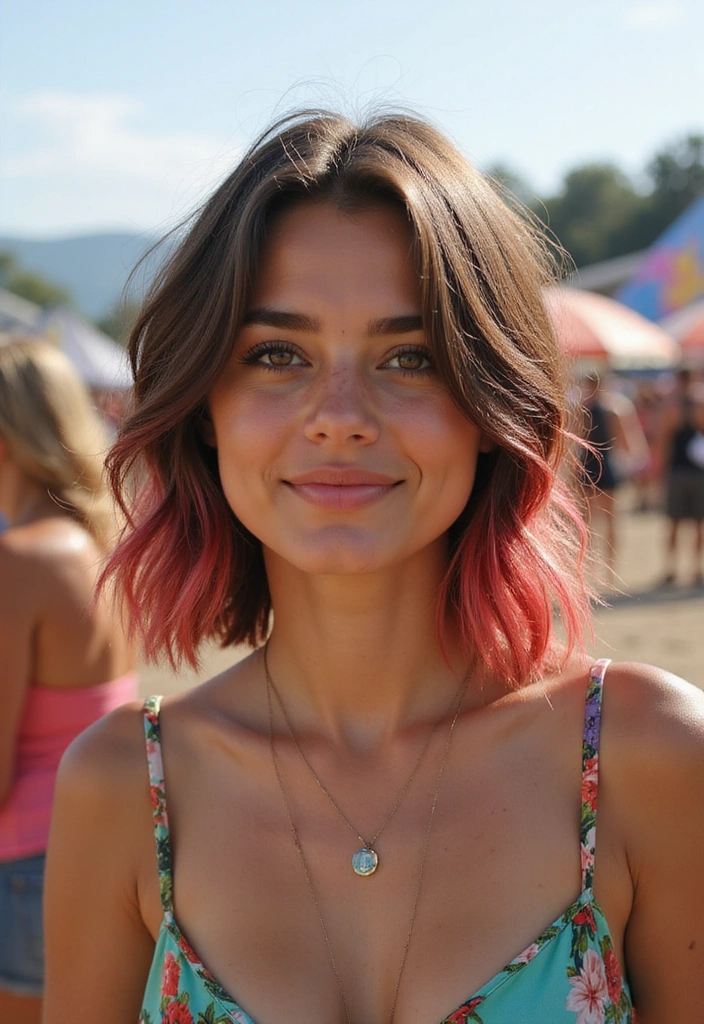 33 Celebration-Worthy 4th of July Hairstyles for Women in 2025! - 16. Wavy Lob with Color Tips