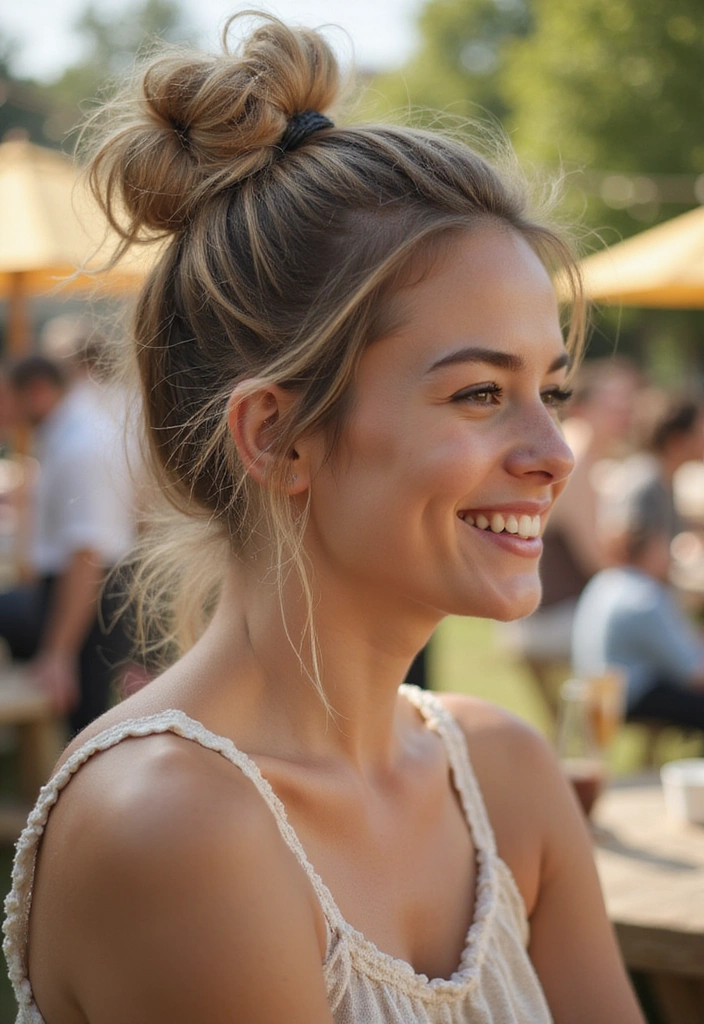 33 Celebration-Worthy 4th of July Hairstyles for Women in 2025! - 28. Fluffy Top Knot