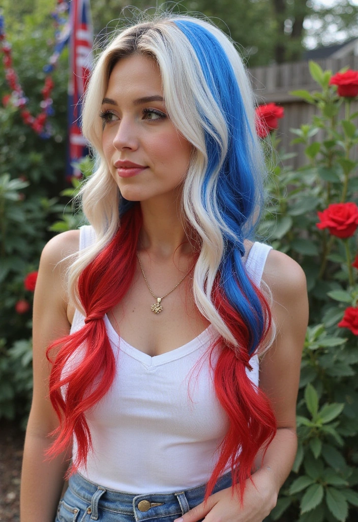 33 Celebration-Worthy 4th of July Hairstyles for Women in 2025! - 5. Red, White, and Blue Twists