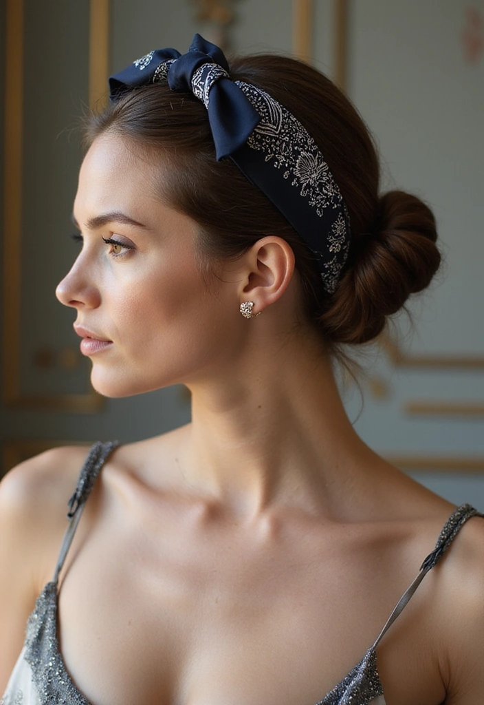 33 Easy-to-Do Bandanna Hairstyles for Women on the Go! - 15. Bandanna Chignon