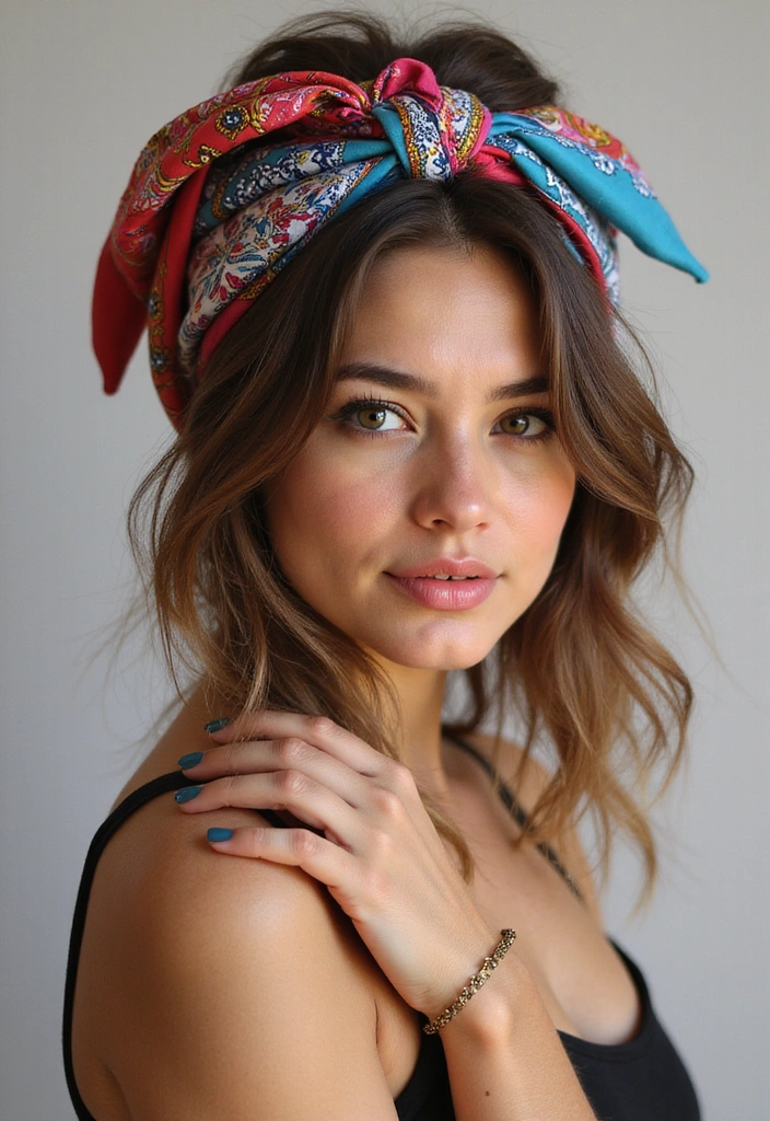 33 Easy-to-Do Bandanna Hairstyles for Women on the Go! - 20. Colorful Bandanna Layering
