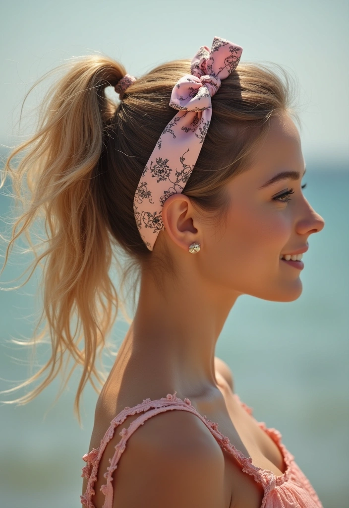 33 Easy-to-Do Bandanna Hairstyles for Women on the Go! - 30. Sweet Bandanna Bow