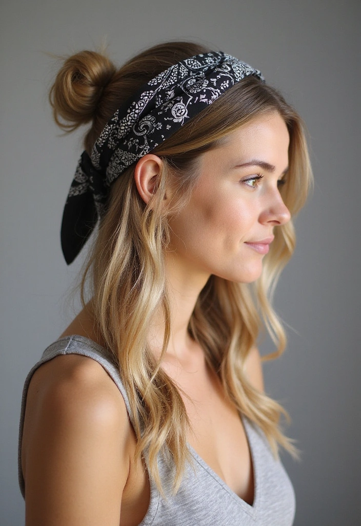 33 Easy-to-Do Bandanna Hairstyles for Women on the Go! - 33. Effortless Bandanna Wrap