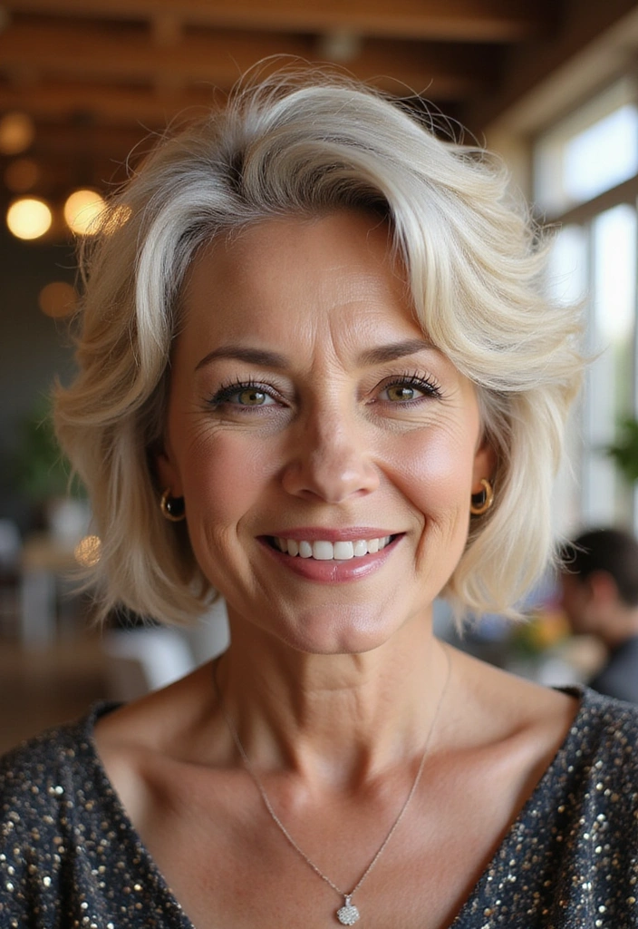 33 Timeless Mother of the Bride Hairstyles Over 50 That Radiate Elegance! - 10. Feathered Bob