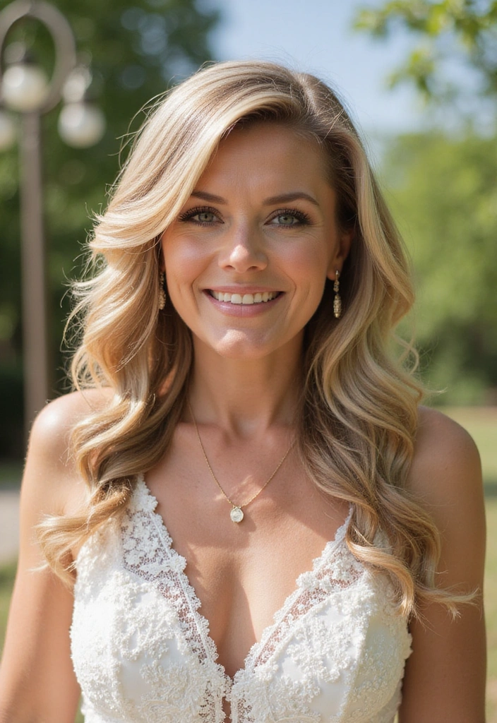 33 Timeless Mother of the Bride Hairstyles Over 50 That Radiate Elegance! - 2. Soft Waves with a Side Part
