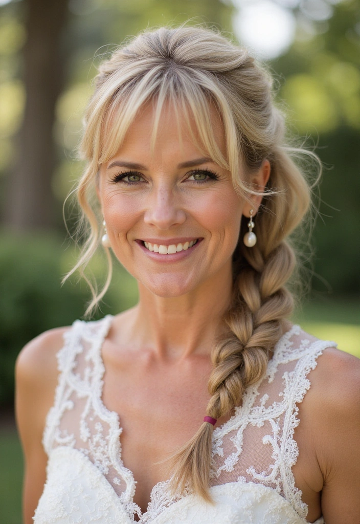 33 Timeless Mother of the Bride Hairstyles Over 50 That Radiate Elegance! - 27. Charming Side Braid