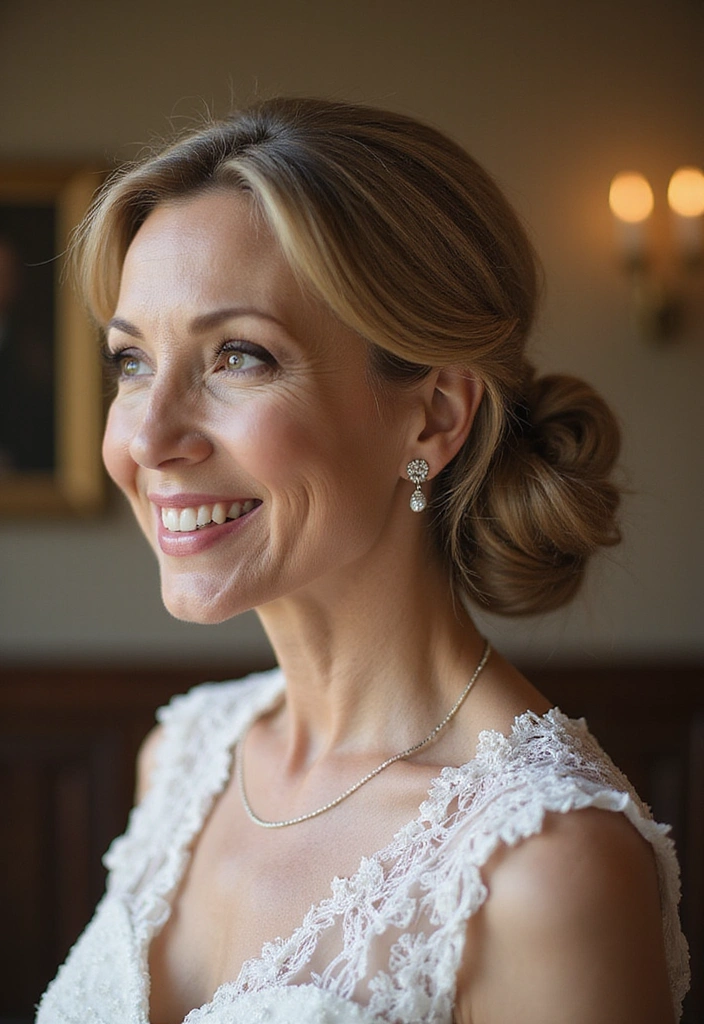 33 Timeless Mother of the Bride Hairstyles Over 50 That Radiate Elegance! - 28. Graceful Low Knot