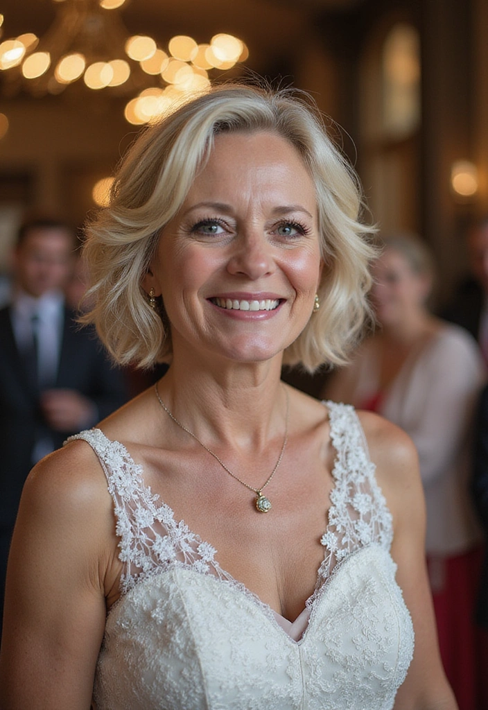 33 Timeless Mother of the Bride Hairstyles Over 50 That Radiate Elegance! - 30. Playful Bob with Waves