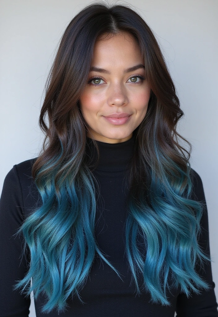 33 Trendy Balayage Styles for Dark Brown Hair Perfect for Any Season! - 17. Icy Blue Balayage