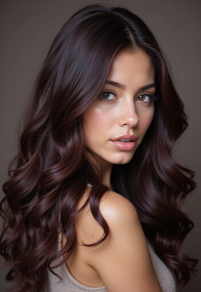 33 Trendy Balayage Styles for Dark Brown Hair Perfect for Any Season! - 19. Deep Plum Balayage