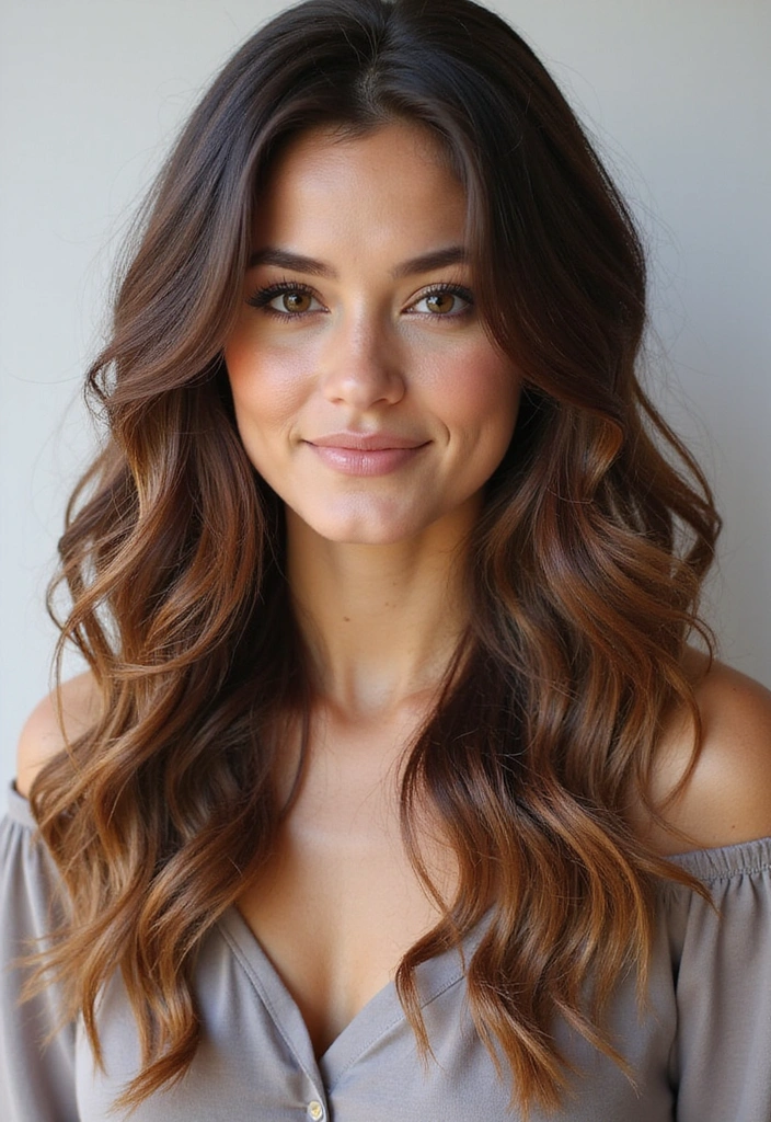 33 Trendy Balayage Styles for Dark Brown Hair Perfect for Any Season! - 20. Ombre Sun-Kissed Balayage