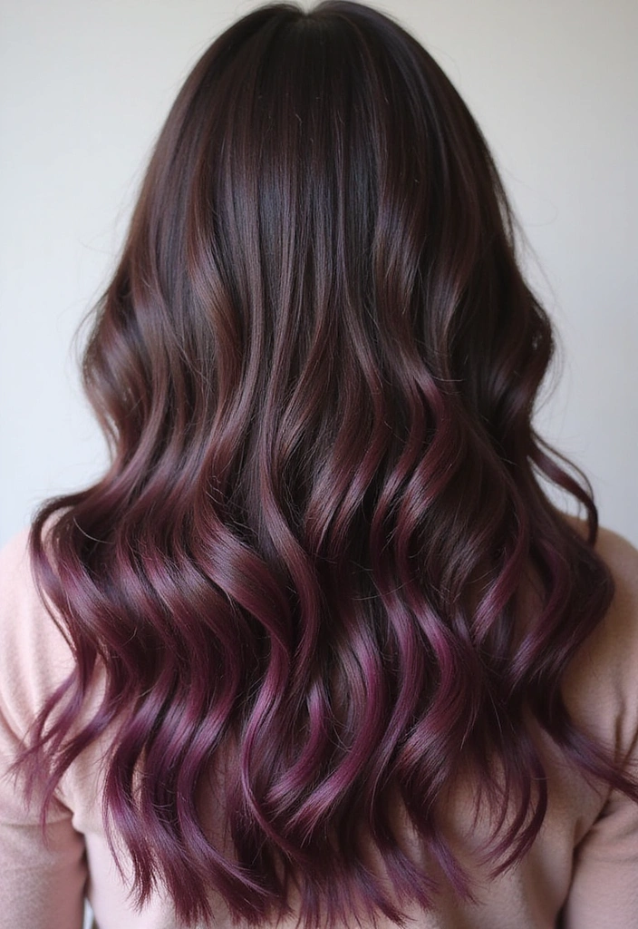 33 Trendy Balayage Styles for Dark Brown Hair Perfect for Any Season! - 28. Sugar Plum Balayage