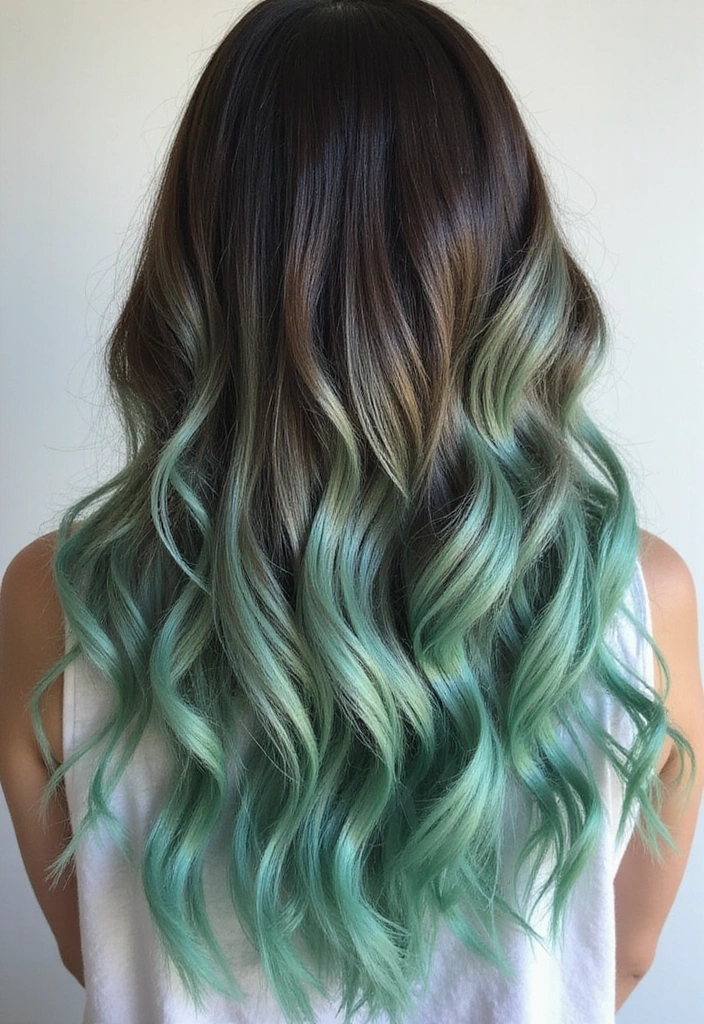 33 Trendy Balayage Styles for Dark Brown Hair Perfect for Any Season! - 32. Soft Mint Balayage