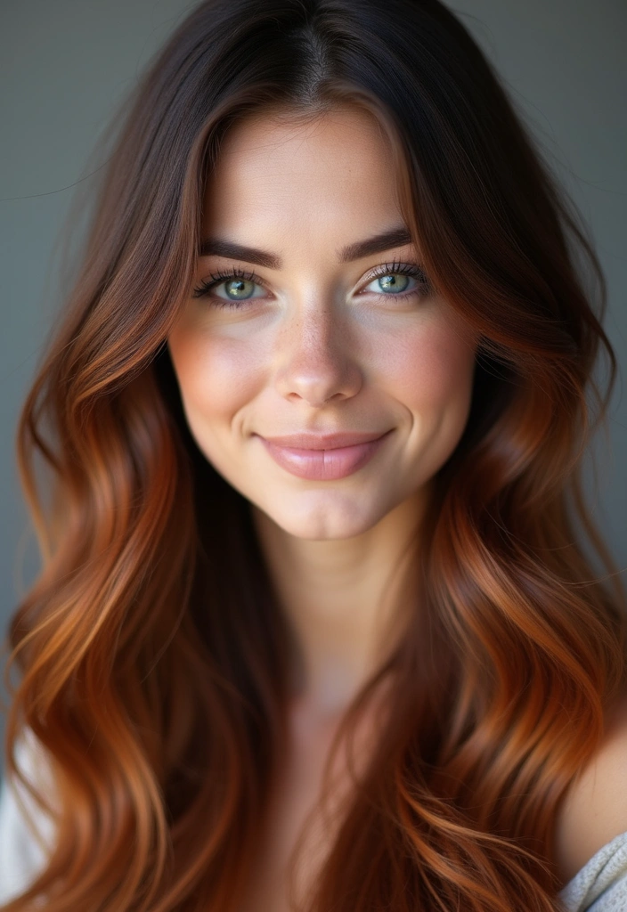 33 Trendy Balayage Styles for Dark Brown Hair Perfect for Any Season! - 7. Copper Balayage