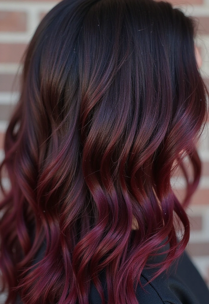 33 Trendy Balayage Styles for Dark Brown Hair Perfect for Any Season! - 9. Rich Burgundy Balayage
