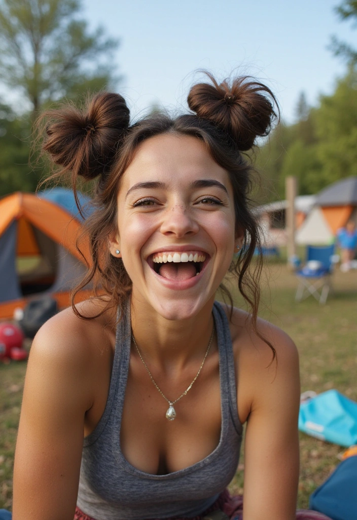 34 Easy Hairstyles for Camping That Every Woman Needs to Know! - 14. Double Buns
