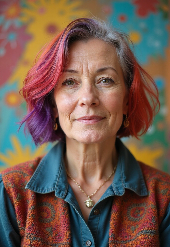 36 Classic Bobs for Thin Hair That Every Older Woman Will Love in 2025! - 31. Color-Blocked Bob